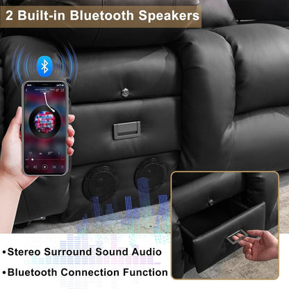 Power Reclining Loveseat With Massage And LED Lighting