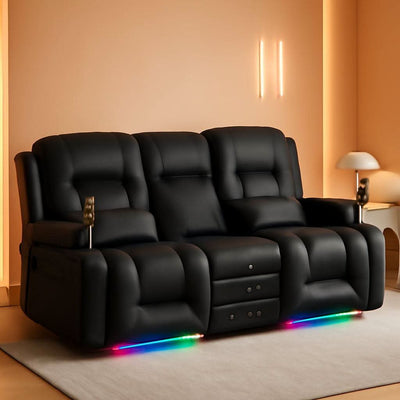 Power Reclining Loveseat With Massage And LED Lighting