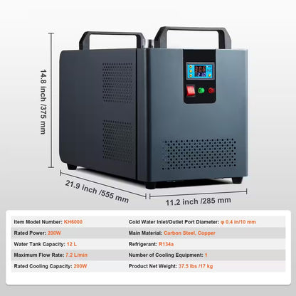Industrial Water Chiller KH-6000 12 L 7.8 L/Min Laser Chiller Compressor